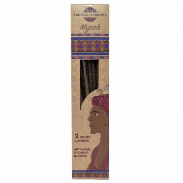 Myrrh Sacred Elements Artisanal Organic Incense Sticks, 12 Boxes of 10 Sticks